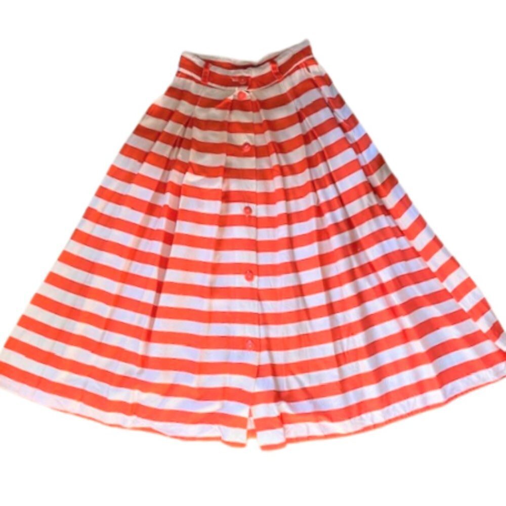 Vintage 80s striped button down midi skirt